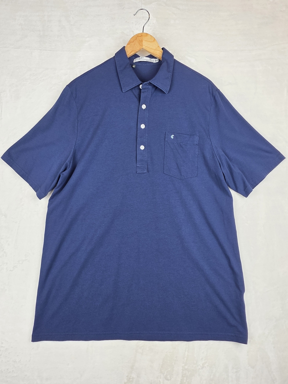 Criquet Top Shelf Players Polo Mens XL Navy Blue Pima Cotton Pocket Peru